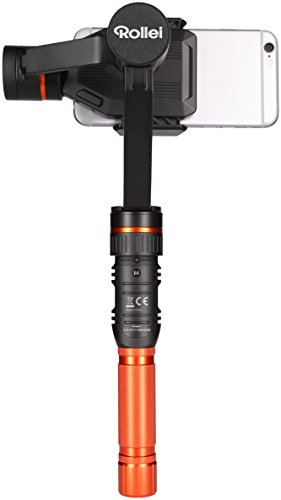 Rollei Pro Smartphone Gimbal - Treppiede 3 assi per smartphone (Stabilizzatore/Steadycam), incl. con Rilevamento e inseguimento volti e altre funzioni - Nero / Arancio