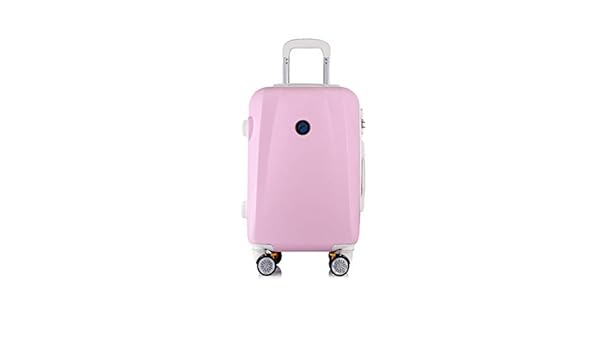 large pink hard shell suitcase