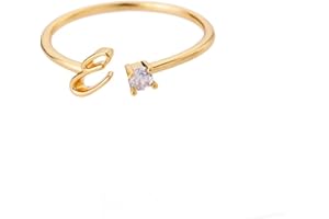 FPEAOB Buchstaben Ringe Frauen Gold Ring mit Buchstaben Verstellbar Ring Damen Offener Rings Initial Buchstabe A-Z Ring mit Namen Modeschmuck Damenring Minimalistisch Stapelbare Ringe Geschenk für Frauen