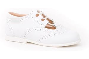 ANGELITOS Zapatos Inglesitos para Niños Todo Piel Mod.804. Calzado Infantil Made in Spain, Garantia de Calidad. (22, Blanco)