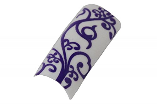 Effect Beauty 50pcs White & Purple Swirls Acrylic Pre-Designed Nail Tips - Tip Sizes 1-10