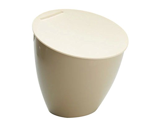 Moolecole Creative Fashion Beveled Beige Plastic Trash Bin Table Office Desk Mini Dustbin Trash Can