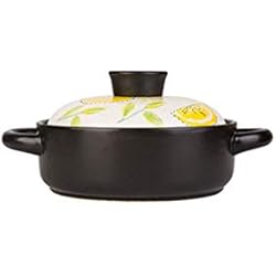 WLD Casserole japonaise Casserole à gaz domestique Pot en pierre spéciale Haute température Céramique Soupe Casserole Citron Peint à la main Creative,1,5 L