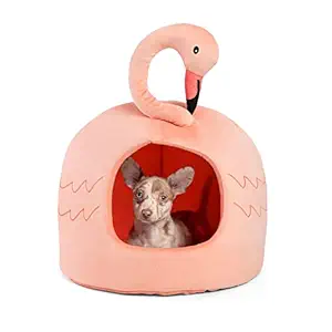 Best Friends by Sheri Novelty Pet Hut in Flamingo Peach - 360 Degree Coverage for Comfort and Security, Washable, for Pets up to 15lbs.