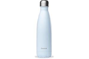 Qwetch - Bouteille Isotherme Originals Bleu Pastel 500ml - 24h Froid et 12h Chaud - Etanche, Sans BPA & Réutilisable - Gourde inox isotherme pour Sport, Voyage, Bureau, Randonnée