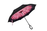 Reversion Regenschirm, Innovative Schirme Double Layer Winddicht Regenschirm Freie Hand Taschenschirm inverted Stockschirme mit C Griff für Reisen und Auto Outdoor di Cloud-Castle (Hell-Pink)