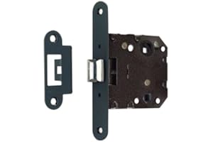 AZERODESIGN Picaporte pestillo para puertas de paso de madera embutido unificado medida 47mm cantos redondos, agujero de manivela 8 mm y 6 mm en cierre, para puertas de madera interior