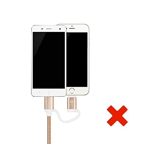 HUNDA 2 in 1 Ladekabel , 1M USB Lightning Ladekabel mit Nylon umflochtenes [Apple MFi zertifiziert] für iPhone 7/7 Plus,6S/6S Plus 6/6 Plus, 5/5 S , iPad Air 2, iPad Mini 3 und Android-Handys (Hellrosa) - 6