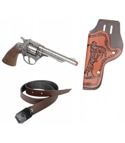 Revolver Cow-boy En Métal 25 Cm Avec Étui Et Ceinture - Jouet Western Sheriff - 12 Coups - Enfant 3 Ans Et +