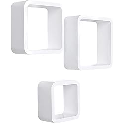 SONGMICS Étagères murales Lot de 3 Cube Lounge pour CD Livres Blanc LWS104