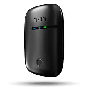 Tizum 4G Fast LTE Wireless Dongle with All SIM Network Support, Plug & Play Data Card Stick with up to 150Mbps WiFi Hotspot, 2100mAh Rechargeable Battery, SIM Adapter Included with Warranty (Black)