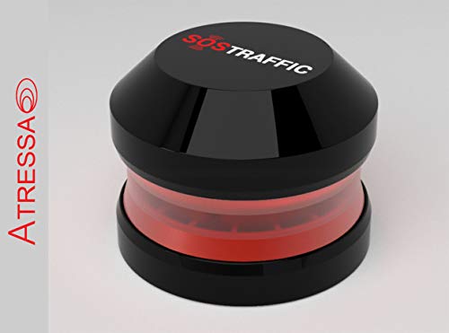 BALIZA LUMINOSA DE EMERGENCIA COCHE MOTO SOSTRAFFIC SOS TRAFFIC SEÑALIZACION Y PROTECCION INMEDIATA HOMOLOGADO DGT Y CE E9 10R05/01 FABRICADO EN ESPAÑA HELP FLASH RECARGABLE VISION A 2KM DE DISTANCIA