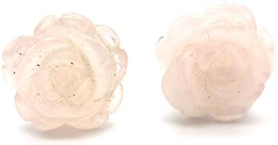 tanglz Stud Earrings Carved in the shape of a flower 925 sterling silver and rose quartz stone of unconditional love and infinite peace Free Shipping with Tracking
