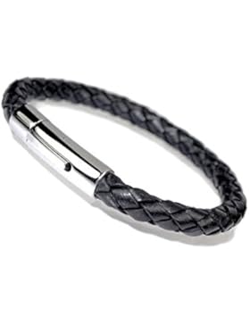 Lederband Lederarmband geflochten, Durchmesser ca. 4mm, Farbe schwarz, verschiedene Längen von ESM24