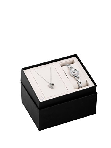 Bulova-96X136-Damen-Designer-Armbanduhr-Halskette-im-Geschenk-Set-mit-Kristall-Steinen-Armband-aus-Edelstahl