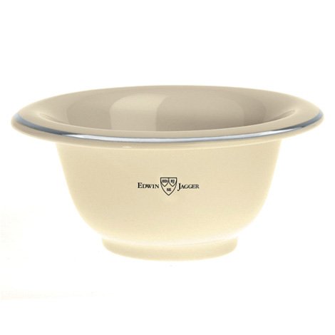 Edwin Jagger Cream Porcelain Shaving Soap Bowl with Silver Rim RN117