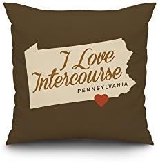 I Heart Intercourse, Pennsylvania - Sentiment - Brown (18x18 Spun Polyester Pillow Case, Black Border)