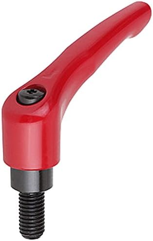 Kipp 06460-30827X60 Zinc Adjustable Handle with M8 External Thread, Modern Design Style, Steel Components, Metric, Ruby Red Powder-Coated Finish, Size 3, 60 mm Screw Length