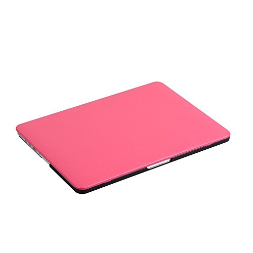 HASESS Seidig Glatt Sanfte Berührung Harte Schale Hülle Abdeckung PU-Leder Coated Snap-on Schale Abdeckung Laptop Folio Haut Hülsen für Apple Macbook Pro 13″ A1425 A1502 mit Retina + Klar TPU EU/UK Tastatur Abdeckung + Klar LCD-Schirm-Schutz – Rosa - 6