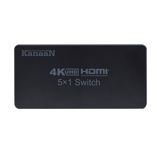 KanaaN HDMI Splitter 4K, HDMI 5×1 Splitter Switch UHD UHD-TV, 3D-Fähig, 5x HDMI-Eingang auf 1x HDMI Ausgänge | HDMI 4K Splitter bis 2160p - 4