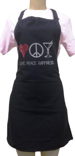 Kaufman Sales "Love Peace and Happiness" Rhinestone Apron