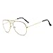 Produktbild Skitic Retro Pilotenbrille Metallgestell Fensterglas Brille Ohne Stärke Durchsichtige Gläser Aviatorbrille Dekobrille - Gold