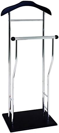 Clothes Valet Black and Chrome Double Hanging Rail