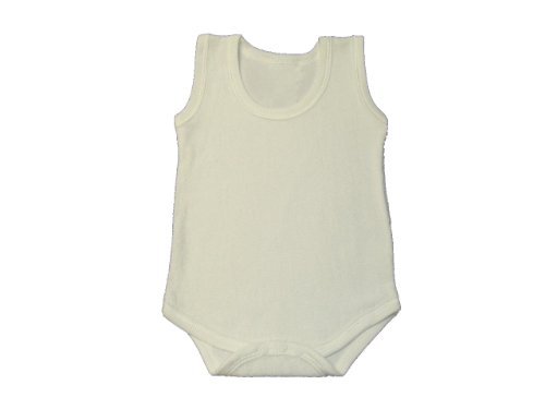 BabywearUK White Terry Round neck sleeveless bodysuit 6/12months - Made in the UK