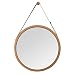 Produktbild ZRI BAMBOO Wandspiegel Rund Flur Spiegel Badspiegel mit Verstellbarer Ledergürtel 45cm