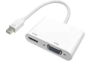 ADWITS 2-EN-1 Mini DisplayPort MDP 1.2 (Compatible con Thunderbolt 2) Adaptador de convertidor Macho a HDMI VGA, Blanco