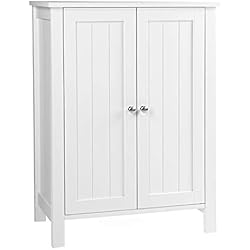 VASAGLE Meuble de Salle de Bain Meuble de Rangement 2 Portes battantes 3 cassier Séparateurs Amovibles Dimensions du Produit: 60 x 30 x 80 cm Blanc BCB60W