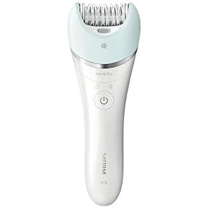 Philips Satinelle Advanced Wet and Dry Cordless Epilator for Face and Body with 5 Attachments - BRE630/00