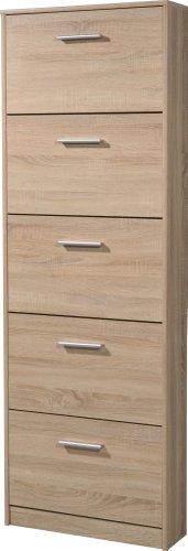 Germania 3604-156 Schuhschrank mit 5 Klappen, in Sonoma-Eiche-Nachbildung, 58 x 169 x 17 cm (BxHxT)