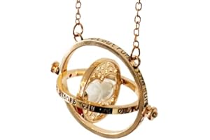B.a.u.q.o.o. Collana Giratempo Hermione Gadget Accessori Ciondolo Color Oro Clessidra Sabbia Bianca Idea Regalo Bambina Magia Fantasy Cosplay