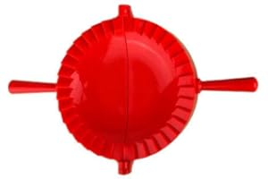 FGNUAY Large ravioli Mould Pierogi dumpling machine - empanada dumpling machine - Packaging pastry Paste Cutter - Cutter mousse ronde pour perogis et ravioli, moule à tarte (L: 6,2 pouces) rouge