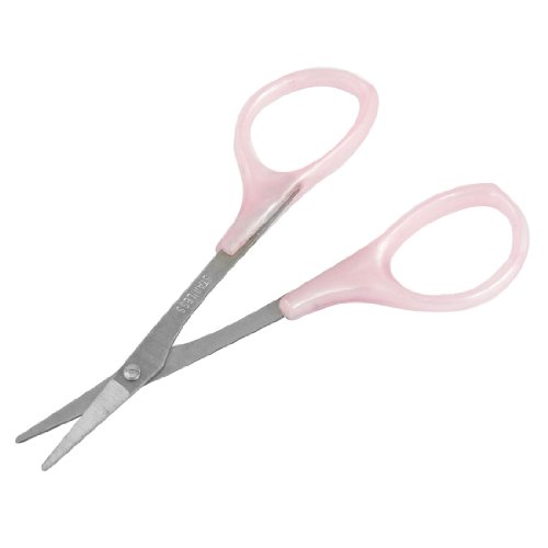sourcingmap® Handy Pale Pink Handle Makeup Cosmetic Eyebrow Hair Brow Scissors Cutter