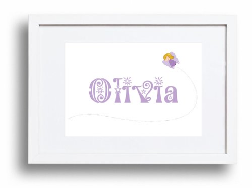 Baby or child's personalised gift - Name print/picture in Fairy theme - A4 (Purple)
