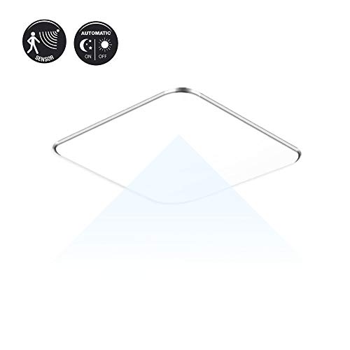 Preisvergleich Produktbild SAILUN 24W Kaltweiß Ultraslim LED Deckenleuchte Modern Deckenlampe Flur Wohnzimmer Lampe Schlafzimmer Küche Energie Sparen Licht Wandleuchte Farbe Silber / Golden (24W Silber Kaltweiß Sensor)