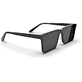 Sheomy Square Non-Polarized Sunglasses For Men Retro Square Black Light Weight Uv Protection Sunglasses For Men and Women Classic Sunglasses Unisex (Pack of 1 (Black)) (Medium)