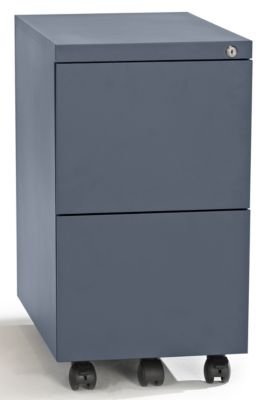 QUIPO Rollcontainer, Stahl - 2 Hängeregistraturen Tiefe 590 mm, basaltgrau - Beistellschrank Rollcontainer für Büro