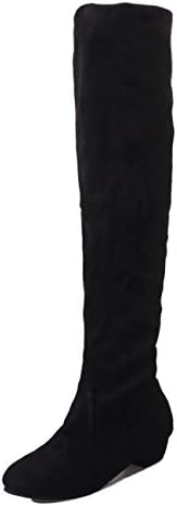 ESAILQ Boots Women Winter Flat Boots Shoes High Leg Faux Suede Long Boots