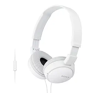 Sony MDR-ZX110AP On-Ear Stereo Headphones with Mic (White)