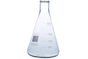 Rocwing - beuta graduata in vetro borosilicato 3.3, per laboratorio, Vetro, 2000ml