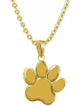 GH1a Pfötchen ANHÄNGER mit KETTE 925 Echt Silber + 24K Vergoldet Pfote