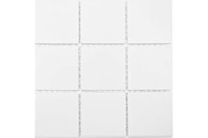 MOSANI Mosaik Fliese Wand Boden Keramik Weiß Rutschsicher Rutschhemmend Duschtasse Bodenfliese Fliesenspiegel - MOS22-0102-R10