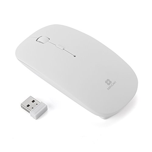 MAXAH Wireless Mouse Wireless USB Mouse ottico del mouse silenzioso Ultraslim Wireless Mouse con ricevitore USB compatibile con i dispositivi Tablet computer SAMSUNG HUAWEI ecc MAC Bianco