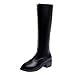 Produktbild Dasongff Damenschuhe Stiefel High Tube Flache Absätze Reitstiefel Profilsohle Leder Optik Stiefeletten mit Reißverschluss Trendige Booties