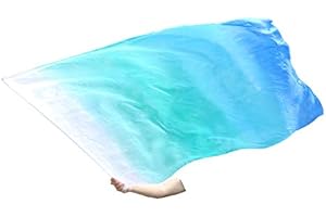 Winged Sirenny Silk Flag Poi, 50" Rectangular Spinning Playsilk, Praise Prophetic Worship Adoration Dance Banner