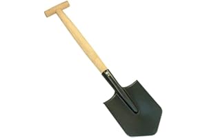 WAL Spaten Camping Feldspaten Pionierspaten Spitzspaten aus Stahl 57cm Stiel Holz