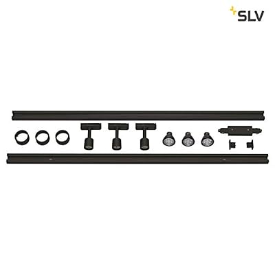 SLV KIT Complet Monophasé 230V Spots PURI et Rail | Luminaire Lampe Indoor Aluminium Noir Lampe Intérieure, Lampe d'Intérieur